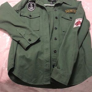 Army green jean jacket